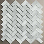 1x2 Bianco Venatino Marble Honed Herringbone Mosaic Tile 1x2 Bianco Venatino Marble Honed Herringbone Mosaic Tile - American Tile Depot