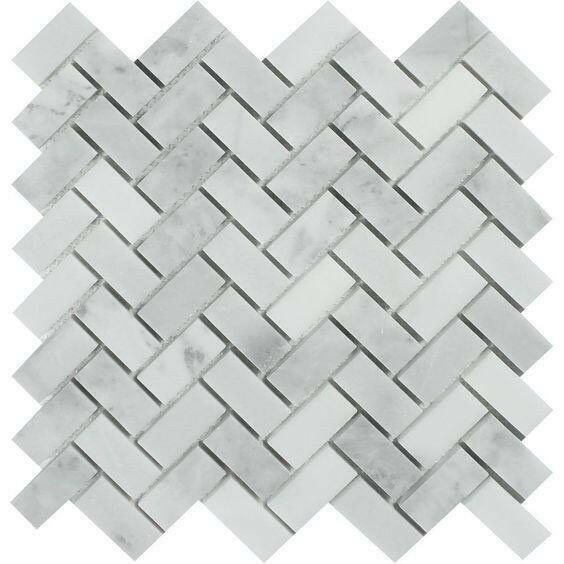 1x2 Bianco Venatino Marble Honed Herringbone Mosaic Tile 1x2 Bianco Venatino Marble Honed Herringbone Mosaic Tile - American Tile Depot