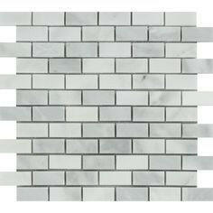 1x2 Bianco Venatino Marble Polished Brick Mosaic Tile 1x2 Bianco Venatino Marble Polished Brick Mosaic Tile - American Tile Depot