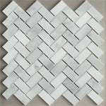 1x2 Bianco Venatino Marble Polished Herringbone Mosaic Tile 1x2 Bianco Venatino Marble Polished Herringbone Mosaic Tile - American Tile Depot