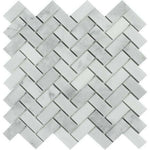 1x2 Bianco Venatino Marble Polished Herringbone Mosaic Tile 1x2 Bianco Venatino Marble Polished Herringbone Mosaic Tile - American Tile Depot