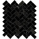 1x2 Black Marquina Marble Polished Herringbone Mosaic Tile 1x2 Black Marquina Marble Polished Herringbone Mosaic Tile - American Tile Depot