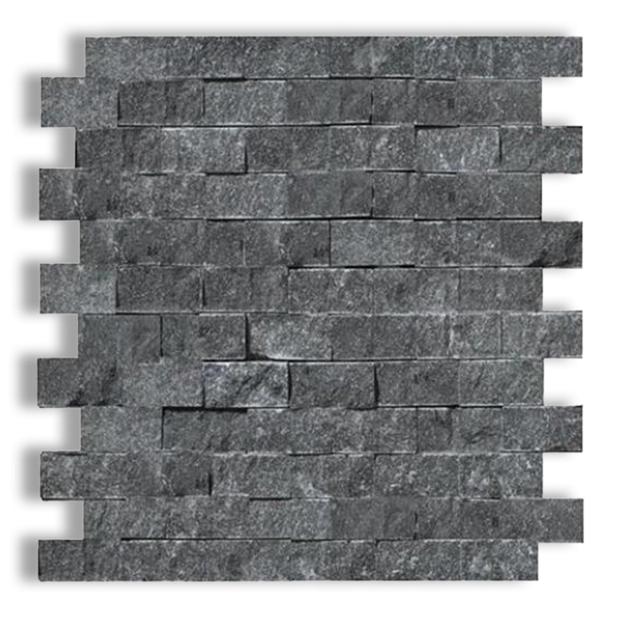 1x2 Black Marquina Marble Split-Faced Mosaic Tile - American Tile Depot