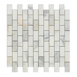 1x2 Calacatta Gold Marble Polished Brick Mosaic Tile 1x2 Calacatta Gold Marble Polished Brick Mosaic Tile - American Tile Depot