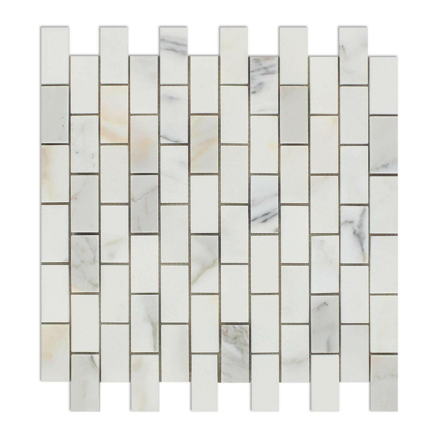 1x2 Calacatta Gold Marble Polished Brick Mosaic Tile 1x2 Calacatta Gold Marble Polished Brick Mosaic Tile - American Tile Depot