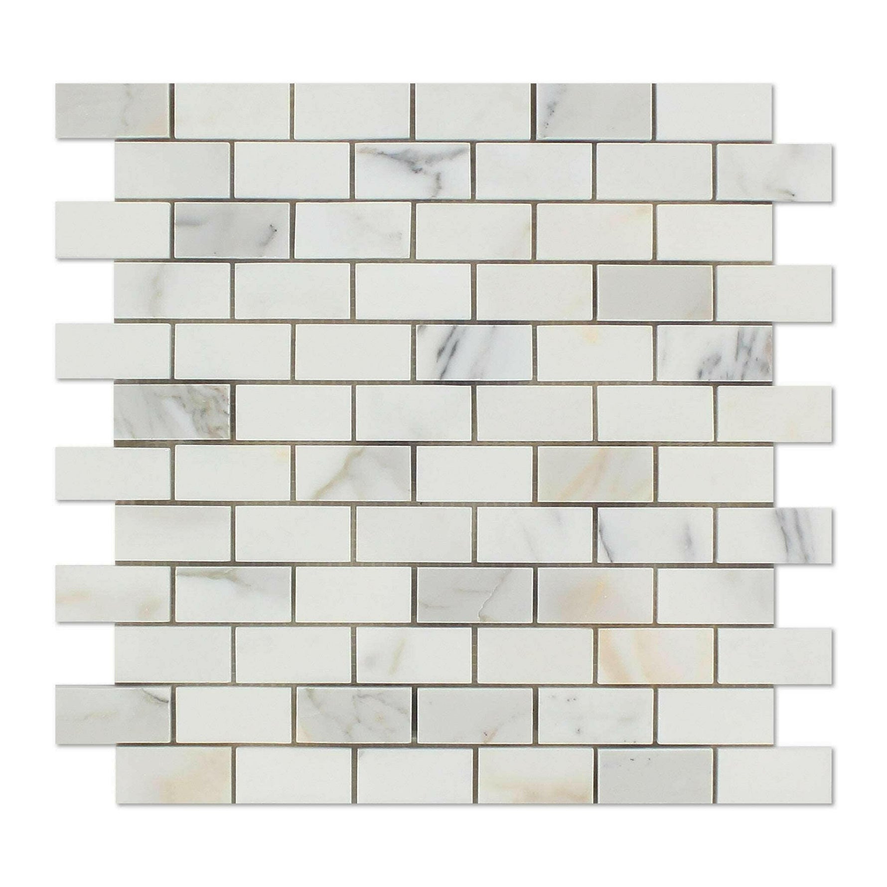 1x2 Calacatta Gold Marble Polished Brick Mosaic Tile 1x2 Calacatta Gold Marble Polished Brick Mosaic Tile - American Tile Depot