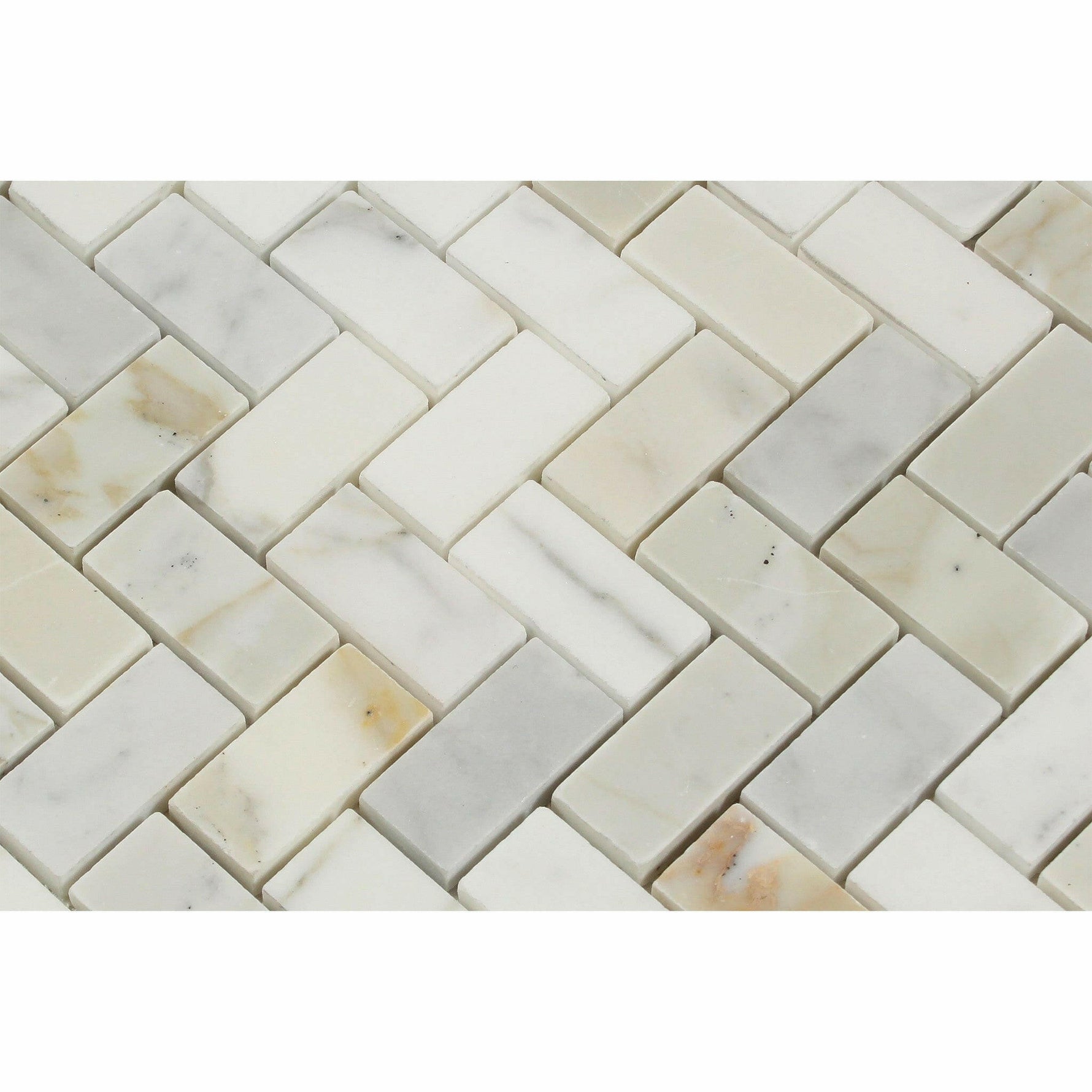 1x2 Calacatta Gold Marble Polished Herringbone Mosaic Tile 1x2 Calacatta Gold Marble Polished Herringbone Mosaic Tile - American Tile Depot