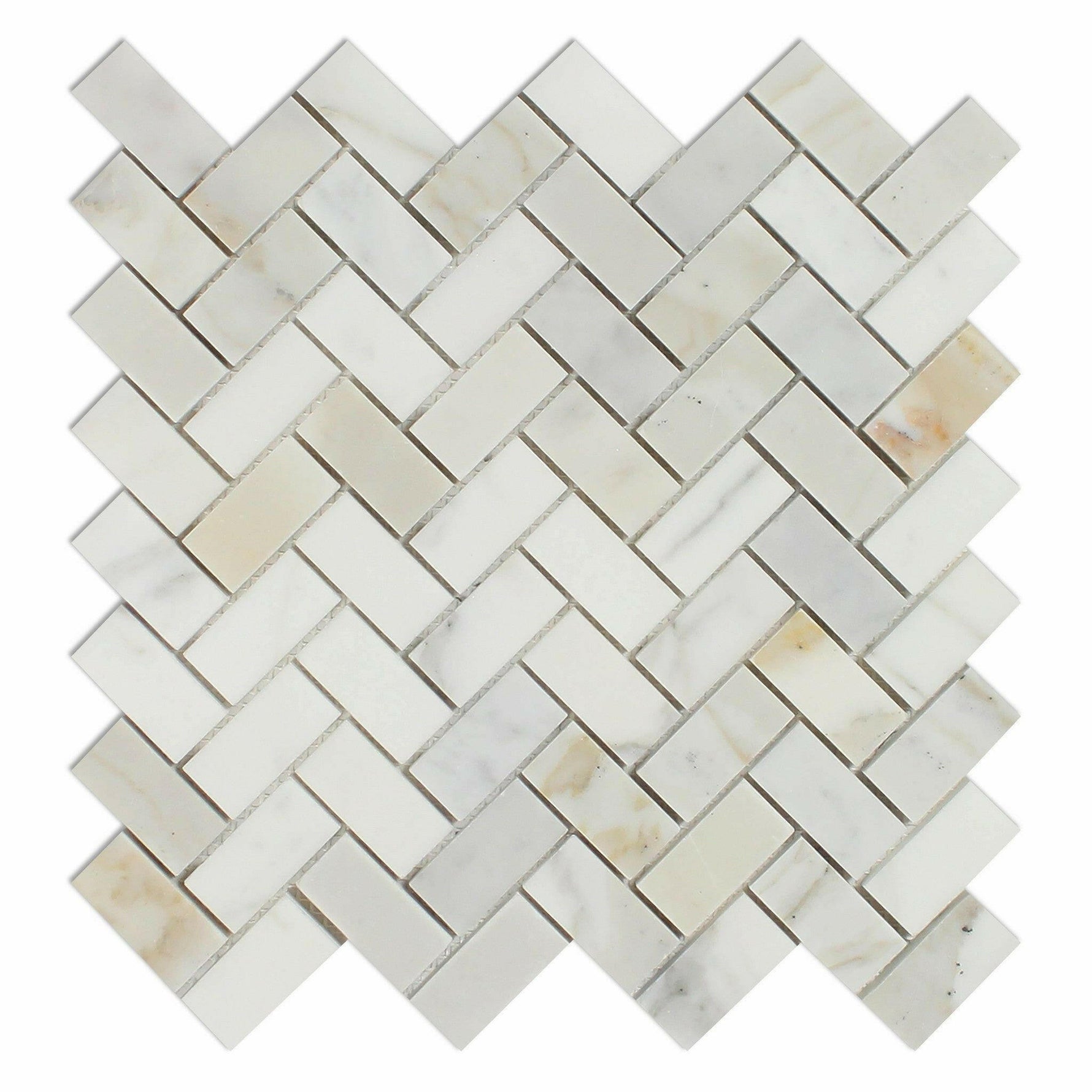 1x2 Calacatta Gold Marble Polished Herringbone Mosaic Tile 1x2 Calacatta Gold Marble Polished Herringbone Mosaic Tile - American Tile Depot