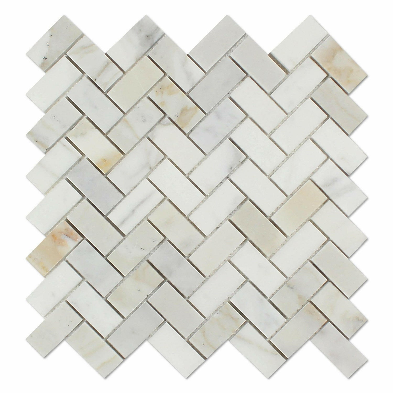 1x2 Calacatta Gold Marble Polished Herringbone Mosaic Tile 1x2 Calacatta Gold Marble Polished Herringbone Mosaic Tile - American Tile Depot