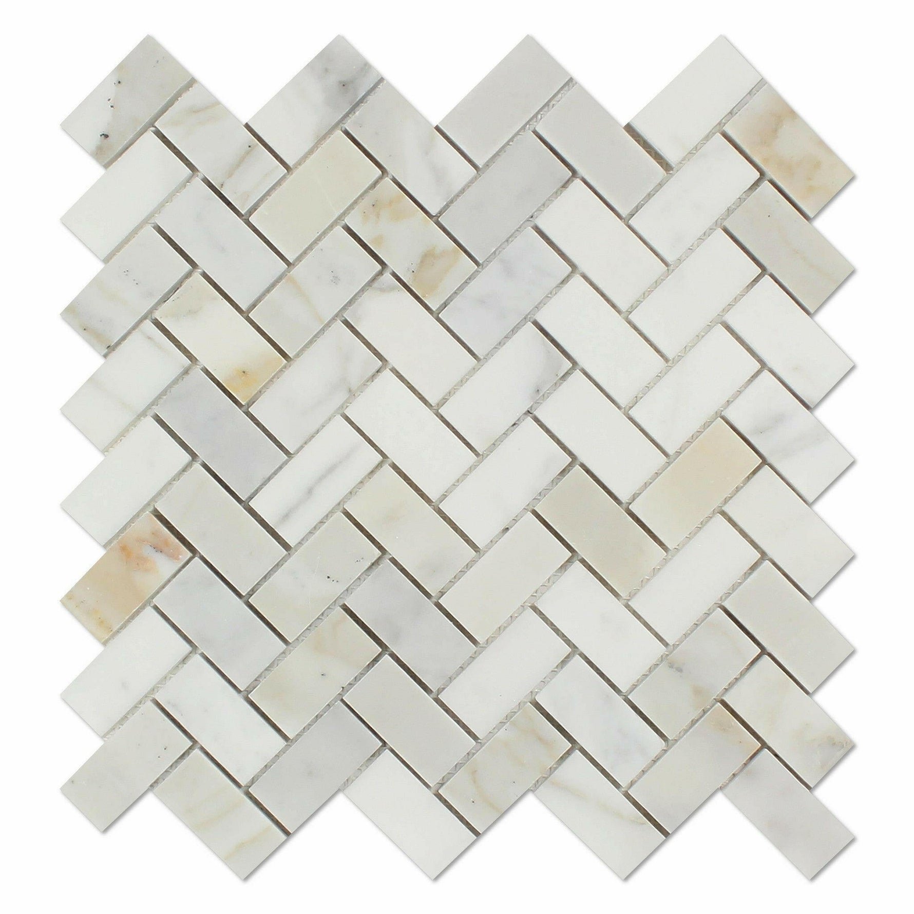 1x2 Calacatta Gold Marble Polished Herringbone Mosaic Tile 1x2 Calacatta Gold Marble Polished Herringbone Mosaic Tile - American Tile Depot