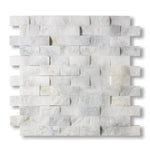 1x2 Calacatta Gold Marble Split-Faced Mosaic Tile - American Tile Depot