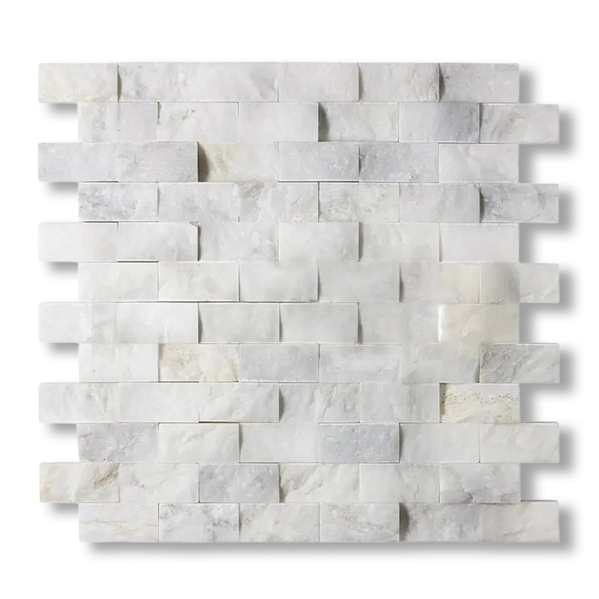 1x2 Calacatta Gold Marble Split-Faced Mosaic Tile