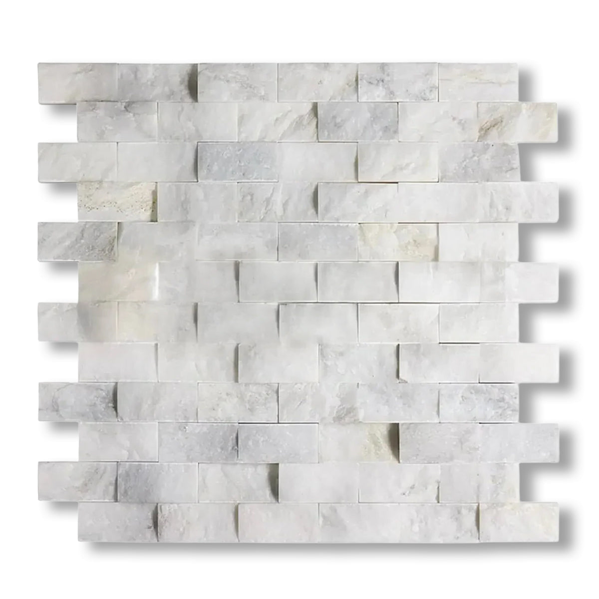 1x2 Calacatta Gold Marble Split-Faced Mosaic Tile - American Tile Depot