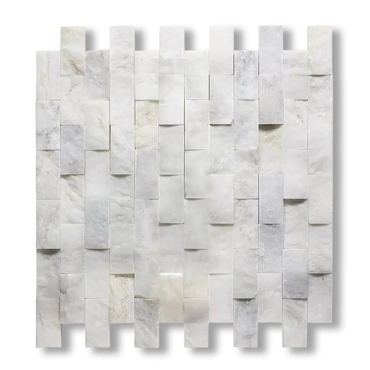1x2 Calacatta Gold Marble Split-Faced Mosaic Tile