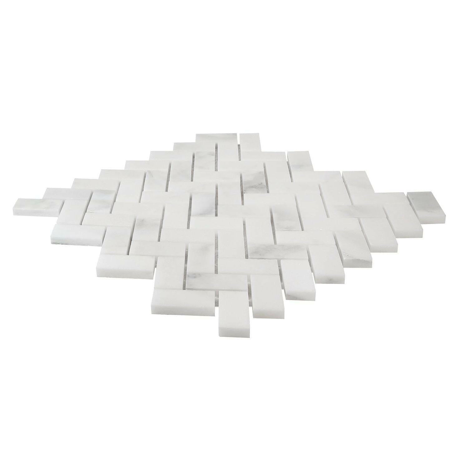 1x2 Calacatta Oliva Marble Honed Herringbone Mosaic Tile 1x2 Calacatta Oliva Marble Honed Herringbone Mosaic Tile - American Tile Depot