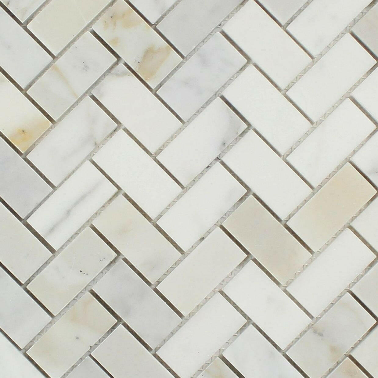 1x2 Calcutta Marble Honed Herringbone Mosaic Tile | FINAL SALE 1x2 Calcutta Marble Honed Herringbone Mosaic Tile | FINAL SALE - American Tile Depot