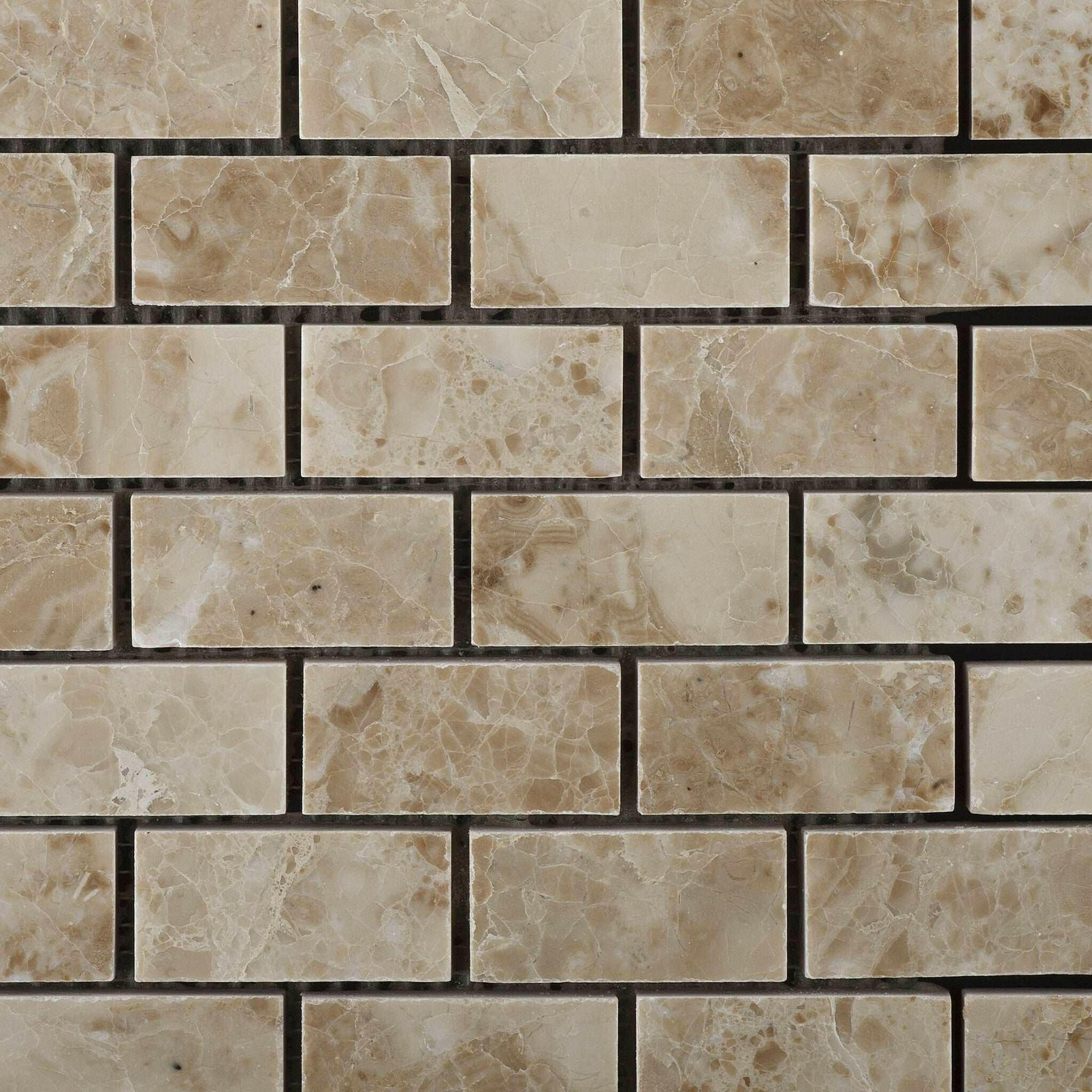 1x2 Cappuccino Marble Polished Brick Mosaic Tile 1x2 Cappuccino Marble Polished Brick Mosaic Tile - American Tile Depot