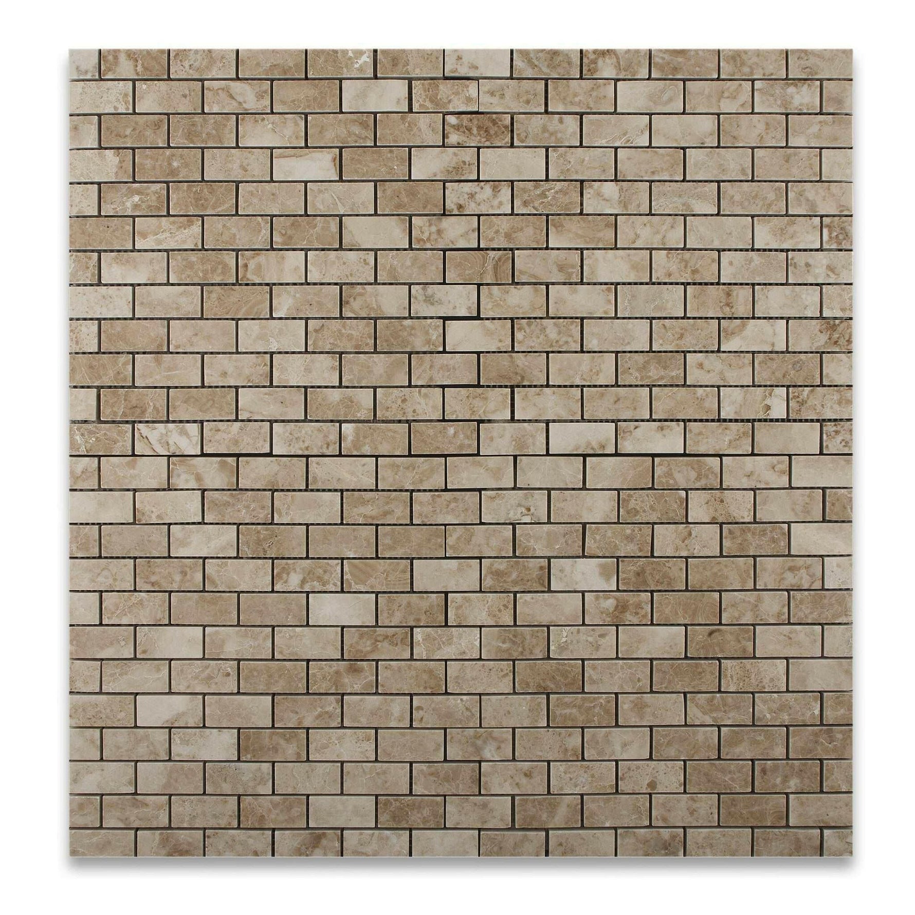 1x2 Cappuccino Marble Polished Brick Mosaic Tile 1x2 Cappuccino Marble Polished Brick Mosaic Tile - American Tile Depot