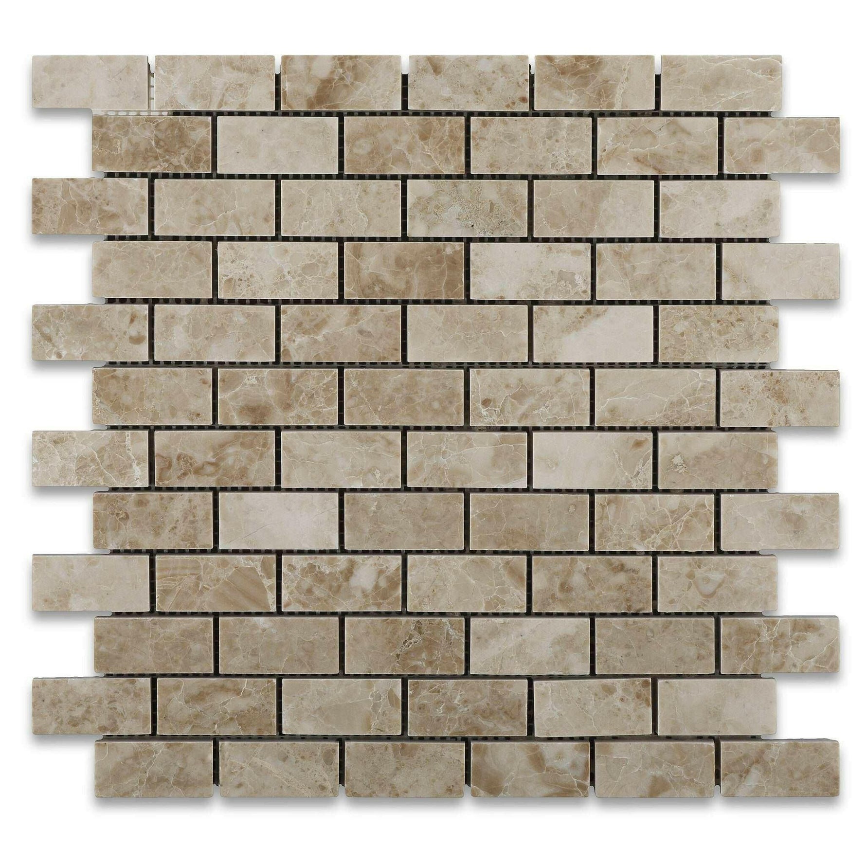 1x2 Cappuccino Marble Polished Brick Mosaic Tile 1x2 Cappuccino Marble Polished Brick Mosaic Tile - American Tile Depot