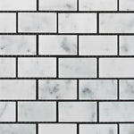 1x2 Carrara White Marble Polished Brick Mosaic Tile 1x2 Carrara White Marble Polished Brick Mosaic Tile - American Tile Depot