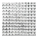 1x2 Carrara White Marble Polished Brick Mosaic Tile 1x2 Carrara White Marble Polished Brick Mosaic Tile - American Tile Depot