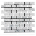 1x2 Carrara White Marble Polished Brick Mosaic Tile 1x2 Carrara White Marble Polished Brick Mosaic Tile - American Tile Depot
