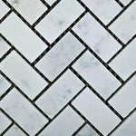 1x2 Carrara White Marble Polished Herringbone Mosaic Tile 1x2 Carrara White Marble Polished Herringbone Mosaic Tile - American Tile Depot