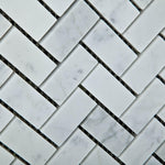 1x2 Carrara White Marble Polished Herringbone Mosaic Tile 1x2 Carrara White Marble Polished Herringbone Mosaic Tile - American Tile Depot