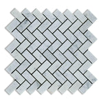 1x2 Carrara White Marble Polished Herringbone Mosaic Tile 1x2 Carrara White Marble Polished Herringbone Mosaic Tile - American Tile Depot