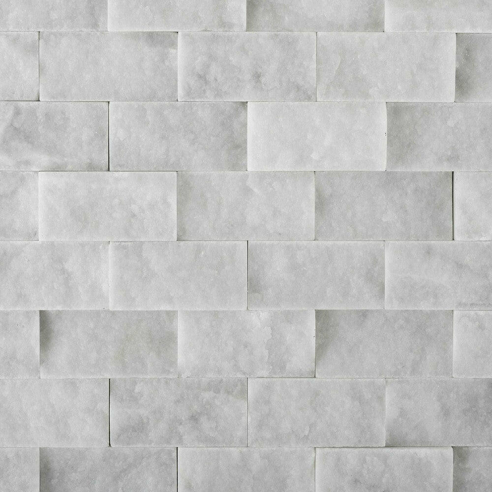 1x2 Carrara White Marble Split-Faced Mosaic Tile 1x2 Carrara White Marble Split-Faced Mosaic Tile - American Tile Depot