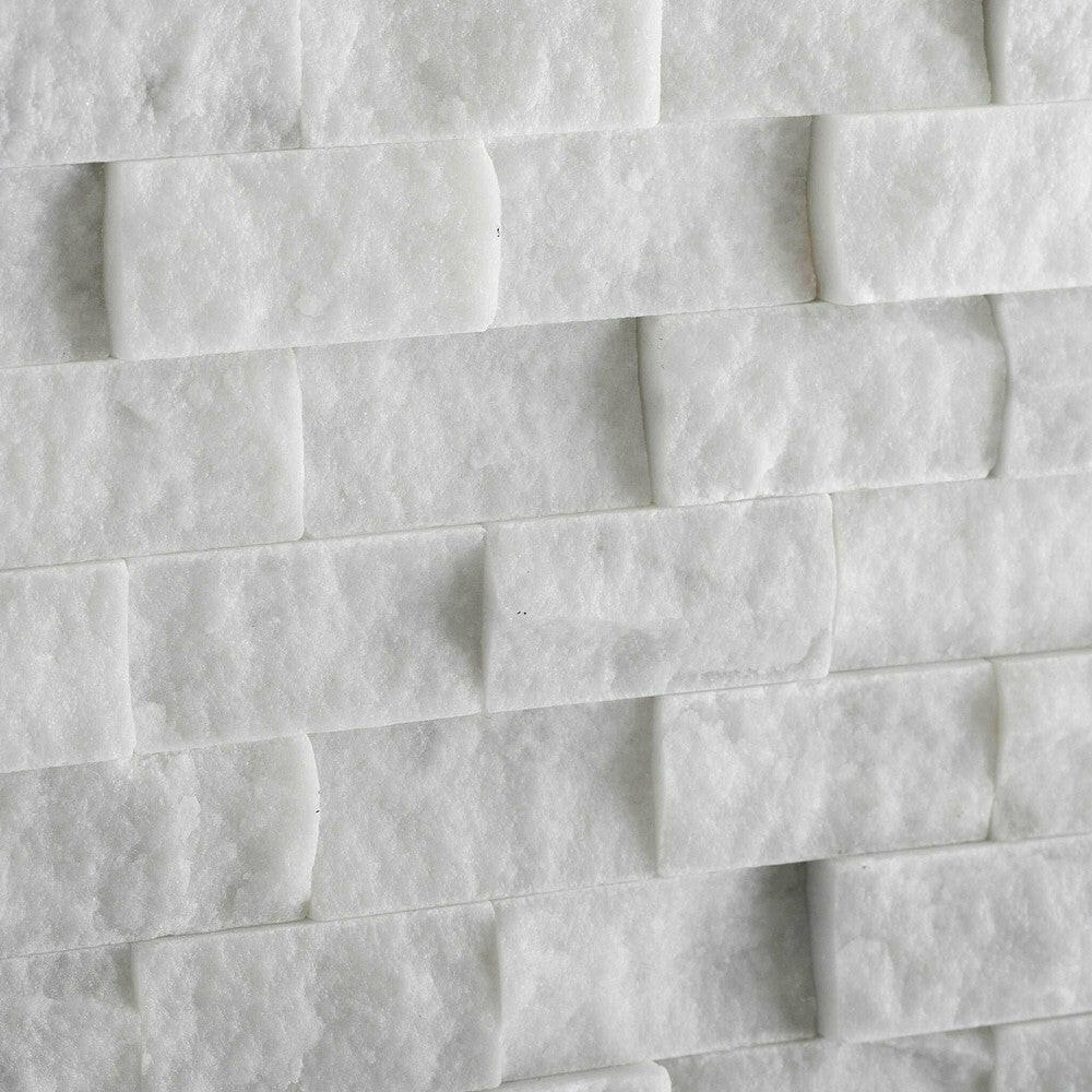 1x2 Carrara White Marble Split-Faced Mosaic Tile 1x2 Carrara White Marble Split-Faced Mosaic Tile - American Tile Depot