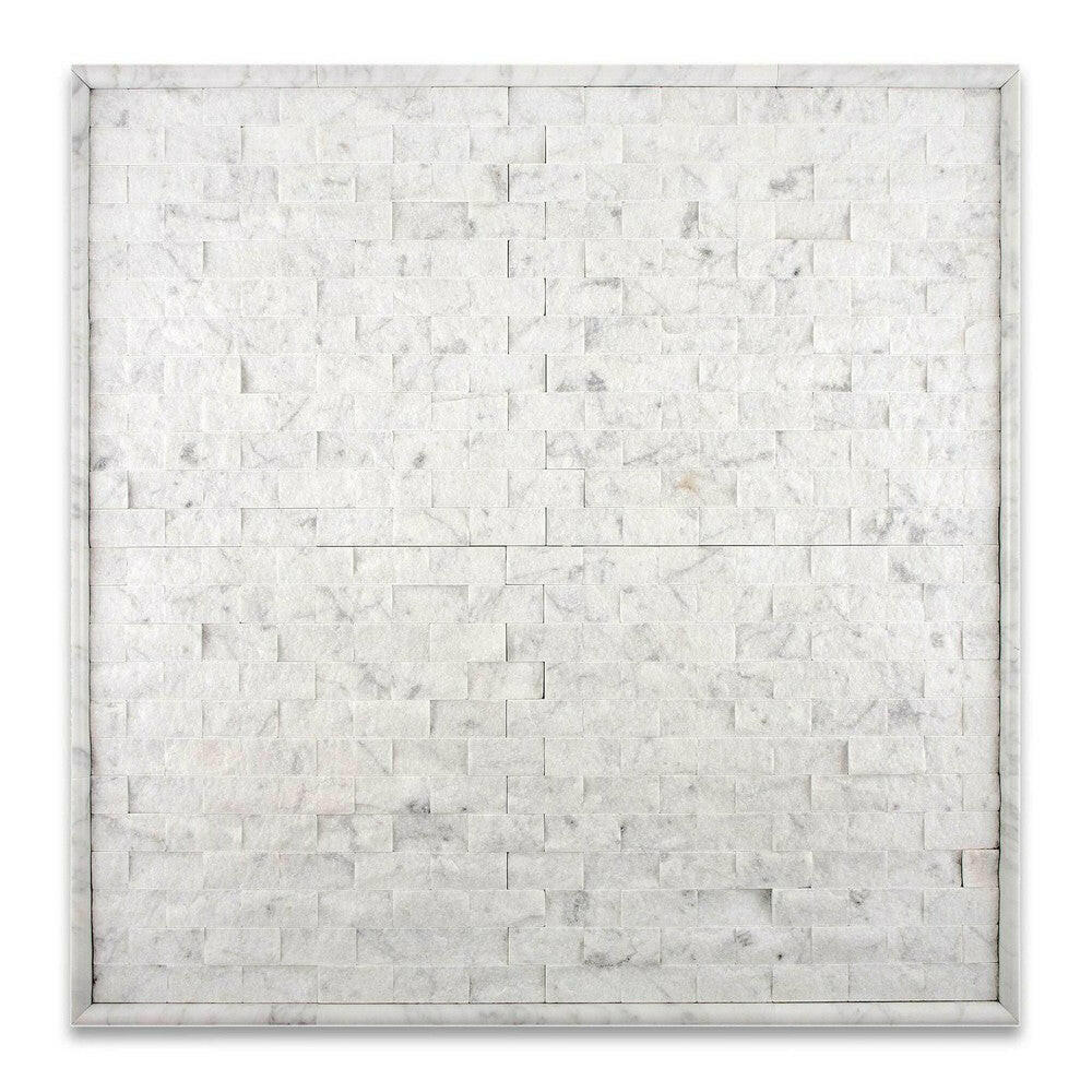 1x2 Carrara White Marble Split-Faced Mosaic Tile 1x2 Carrara White Marble Split-Faced Mosaic Tile - American Tile Depot