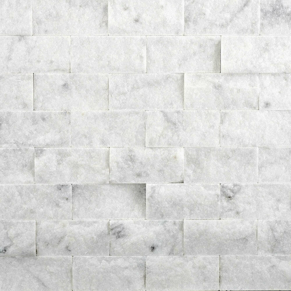 1x2 Carrara White Marble Split-Faced Mosaic Tile 1x2 Carrara White Marble Split-Faced Mosaic Tile - American Tile Depot