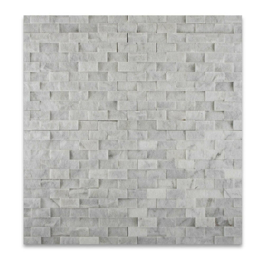 1x2 Carrara White Marble Split-Faced Mosaic Tile 1x2 Carrara White Marble Split-Faced Mosaic Tile - American Tile Depot