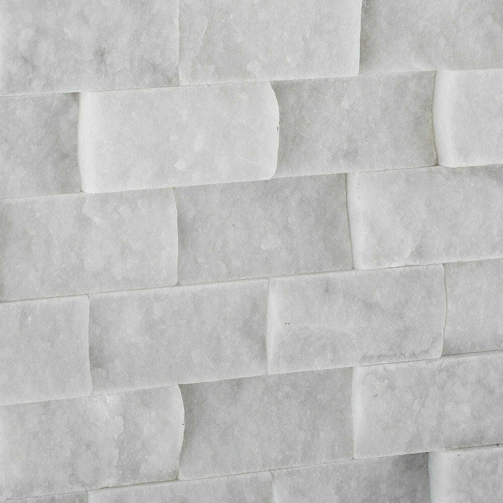 1x2 Carrara White Marble Split-Faced Mosaic Tile 1x2 Carrara White Marble Split-Faced Mosaic Tile - American Tile Depot