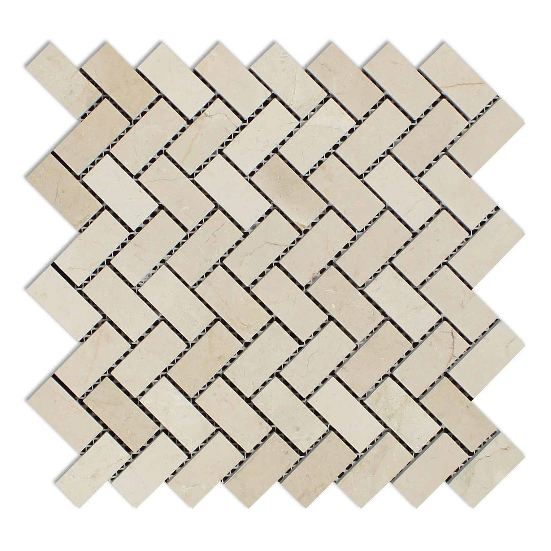 1x2 Crema Marfil Marble Polished Herringbone Mosaic Tile 1x2 Crema Marfil Marble Polished Herringbone Mosaic Tile - American Tile Depot