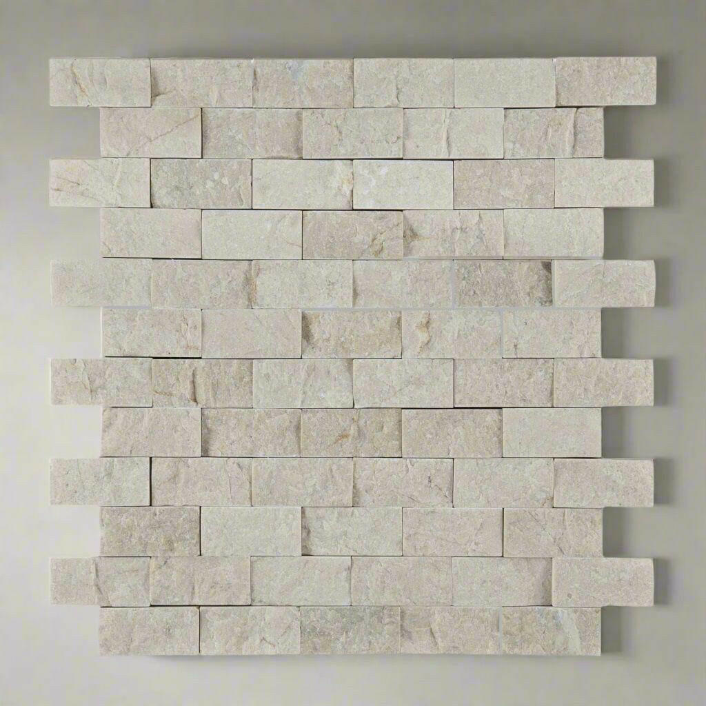 1x2 Crema Marfil Marble Split-Faced Mosaic Tile 1x2 Crema Marfil Marble Split-Faced Mosaic Tile - American Tile Depot