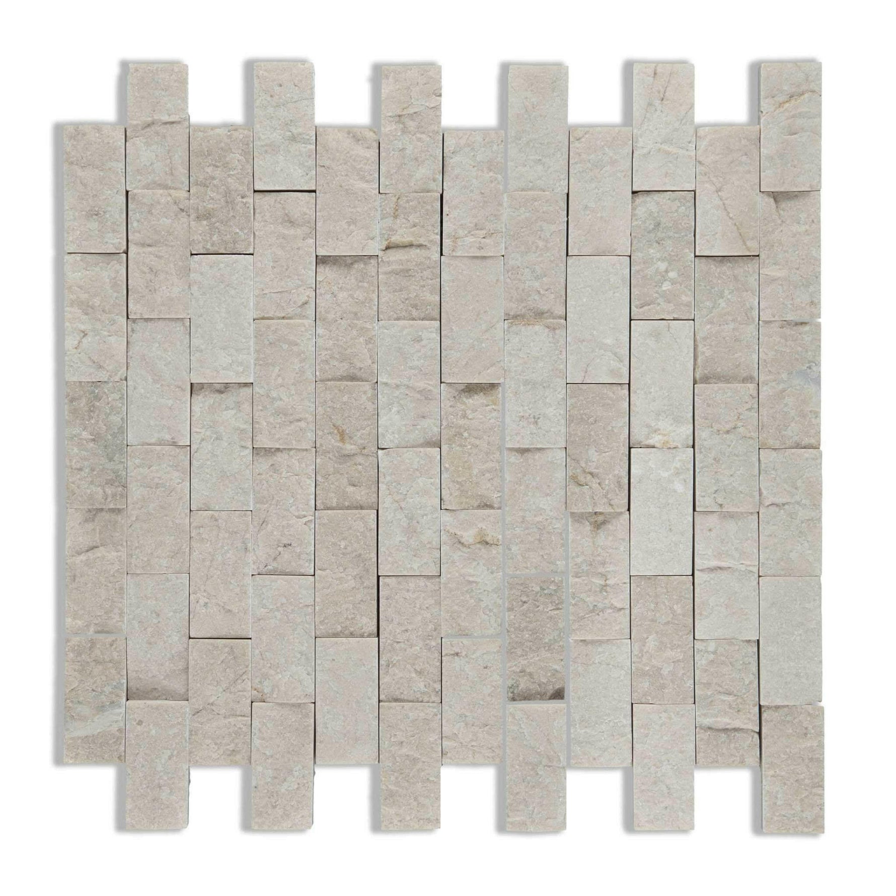 1x2 Crema Marfil Marble Split-Faced Mosaic Tile 1x2 Crema Marfil Marble Split-Faced Mosaic Tile - American Tile Depot