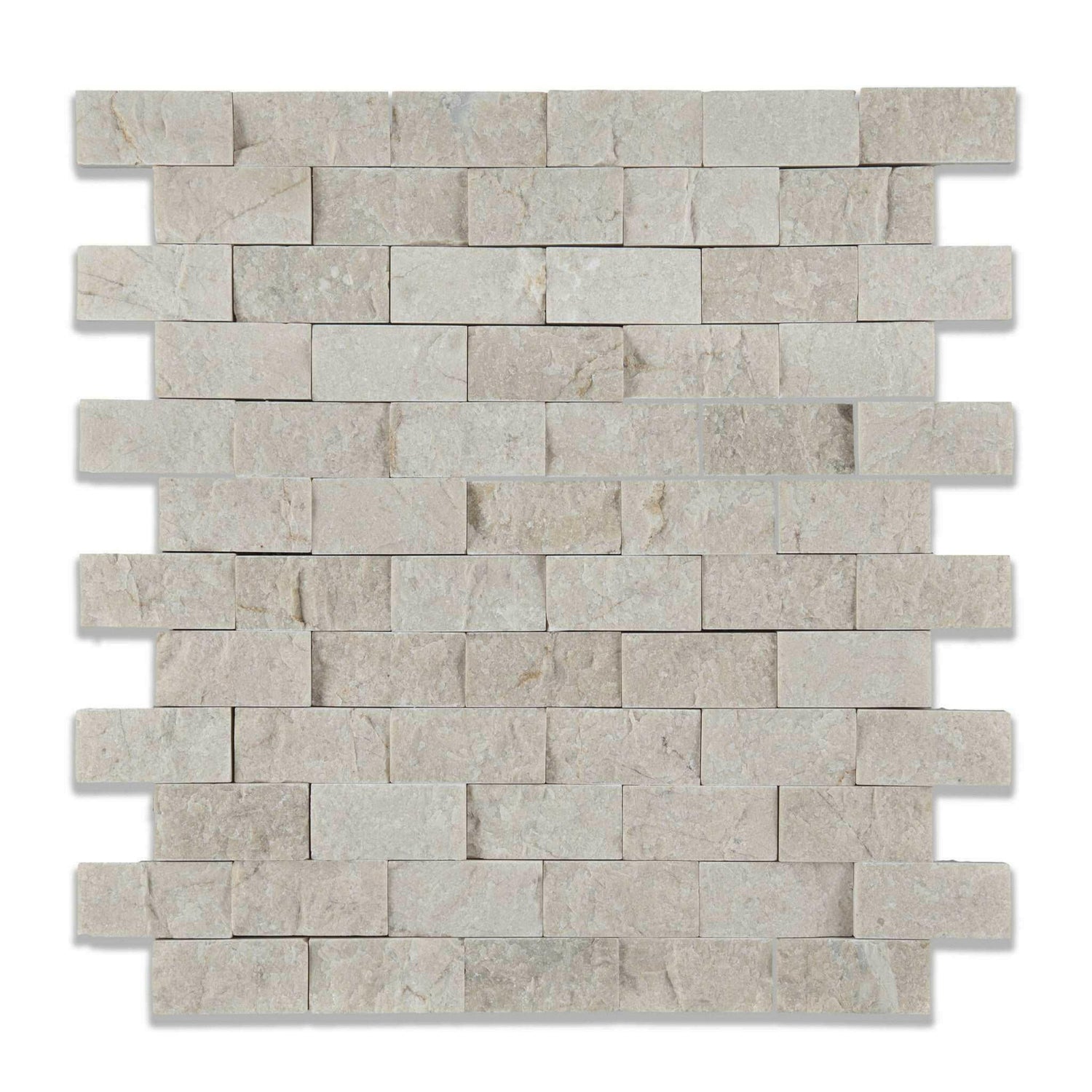 1x2 Crema Marfil Marble Split-Faced Mosaic Tile 1x2 Crema Marfil Marble Split-Faced Mosaic Tile - American Tile Depot