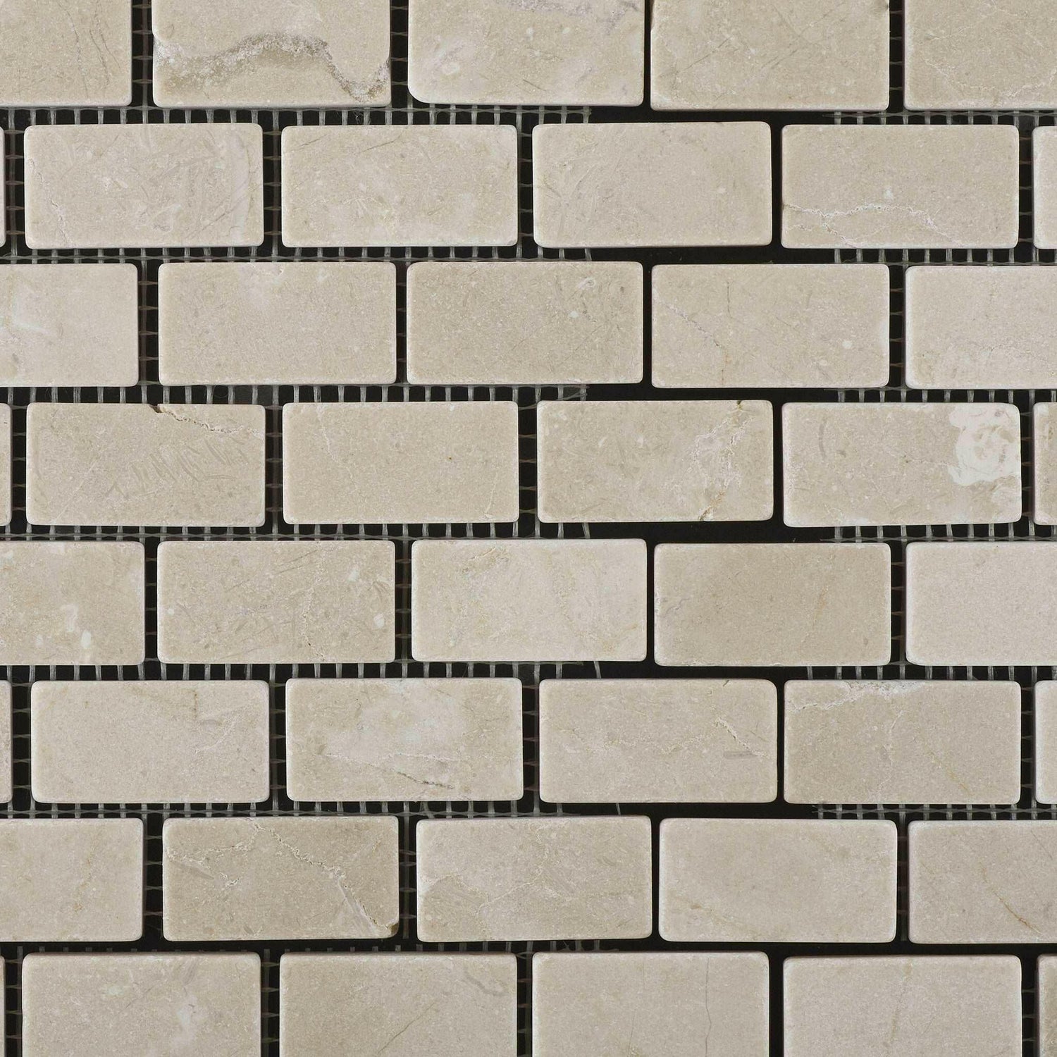 1x2 Crema Marfil Marble Tumbled Brick Mosaic Tile 1x2 Crema Marfil Marble Tumbled Brick Mosaic Tile - American Tile Depot