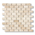 1x2 Diano Royal (Queen Beige) Marble Polished Brick Mosaic Tile - American Tile Depot