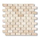 1x2 Diano Royal (Queen Beige) Marble Polished Brick Mosaic Tile - American Tile Depot