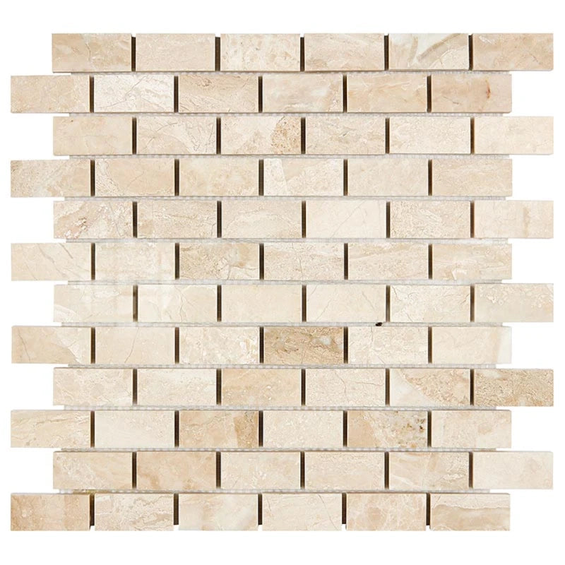 1x2 Diano Royal (Queen Beige) Marble Polished Brick Mosaic Tile 1x2 Diano Royal (Queen Beige) Marble Polished Brick Mosaic Tile - American Tile Depot