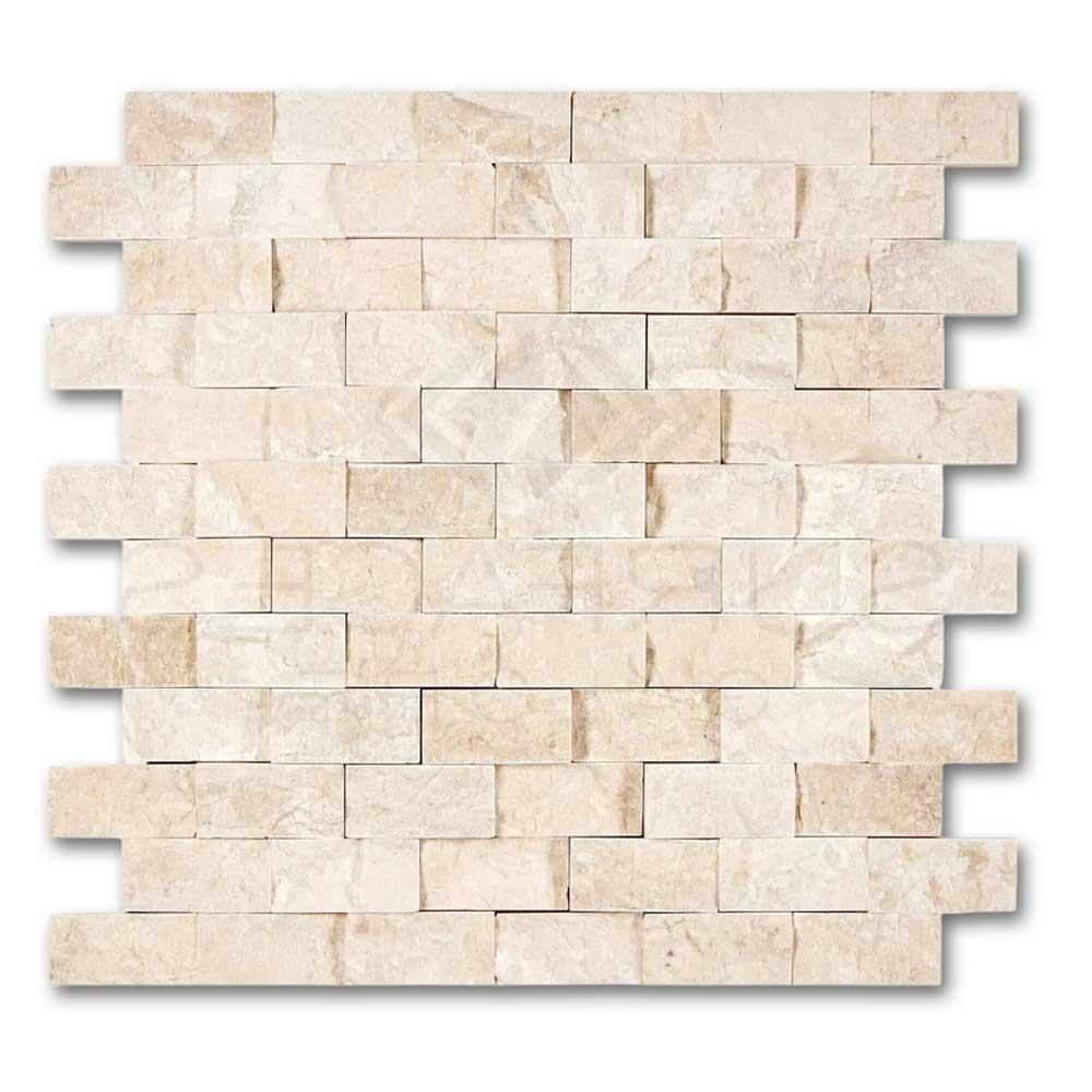 1x2 Diano Royal (Queen Beige) Marble Split-Faced Mosaic Tile 1x2 Diano Royal (Queen Beige) Marble Split-Faced Mosaic Tile - American Tile Depot