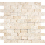 1x2 Diano Royal (Queen Beige) Marble Split-Faced Mosaic Tile 1x2 Diano Royal (Queen Beige) Marble Split-Faced Mosaic Tile - American Tile Depot