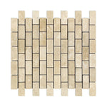 1x2 Durango Cream Travertine Tumbled Brick Mosaic Tile - American Tile Depot