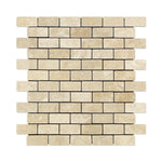 1x2 Durango Cream Travertine Tumbled Brick Mosaic Tile - American Tile Depot