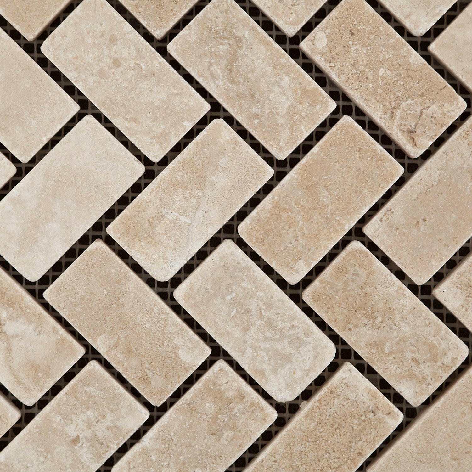 1x2 Durango Cream Travertine Tumbled Herringbone Mosaic Tile 1x2 Durango Cream Travertine Tumbled Herringbone Mosaic Tile - American Tile Depot