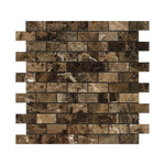 1x2 Emperador Dark Marble Polished Brick Mosaic Tile 1x2 Emperador Dark Marble Polished Brick Mosaic Tile - American Tile Depot