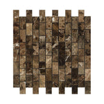 1x2 Emperador Dark Marble Polished Brick Mosaic Tile 1x2 Emperador Dark Marble Polished Brick Mosaic Tile - American Tile Depot